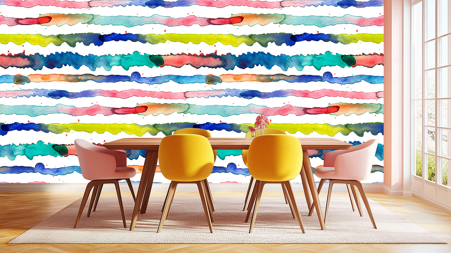 Vibrant Watercolor Stripe Arch wallpaper mural - XWALLX