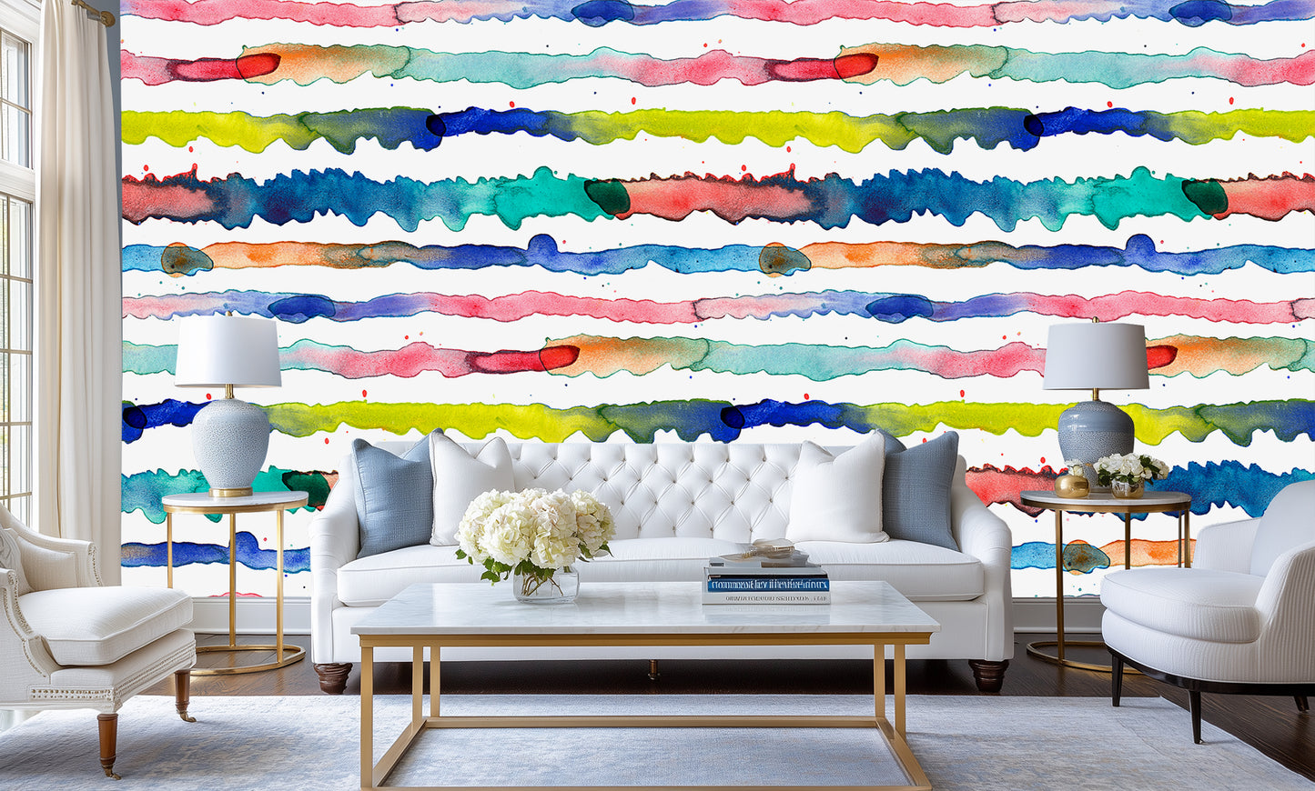 Vibrant Watercolor Stripe Arch wall decor - XWALLX