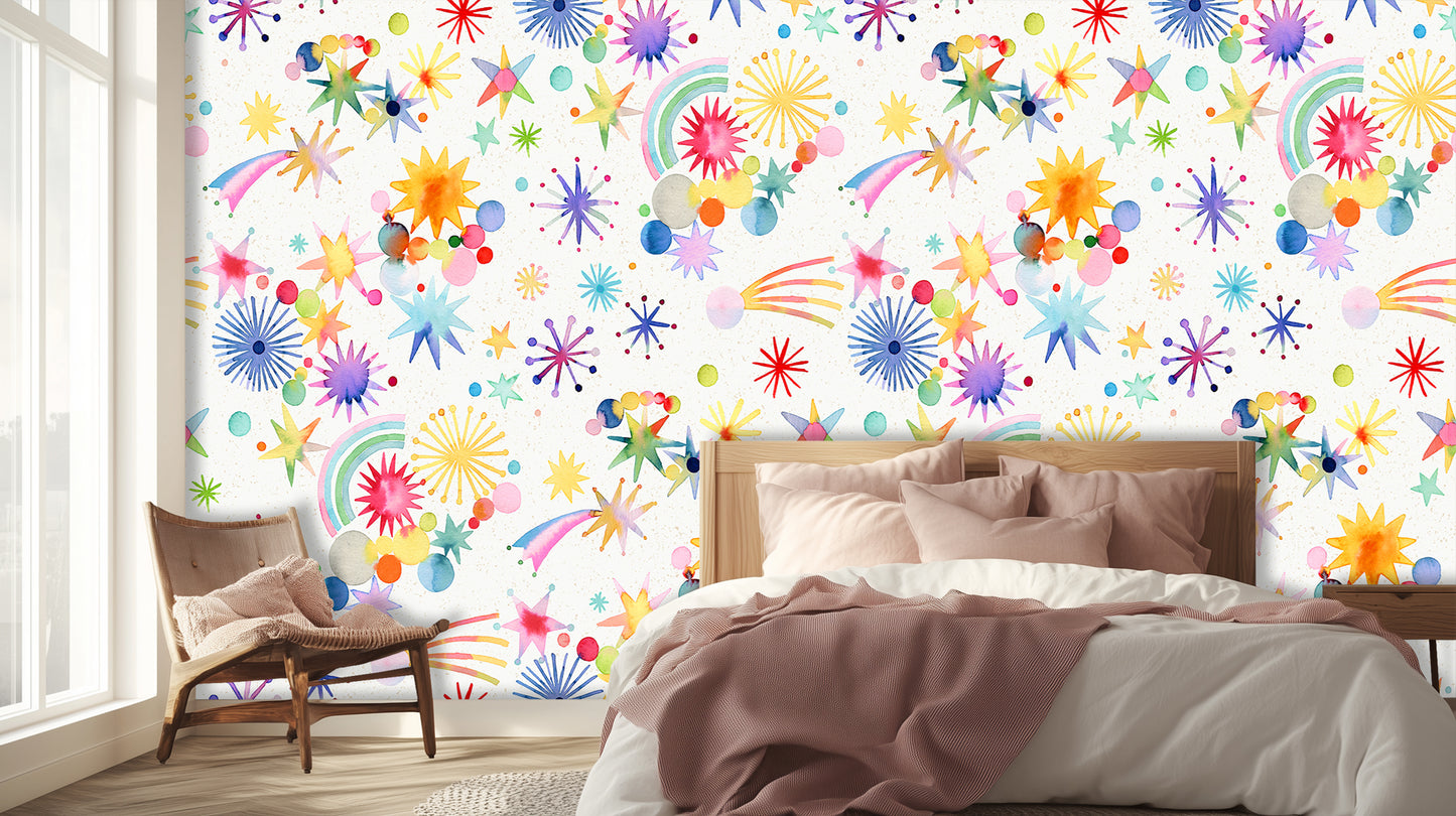 Watercolor Starburst Celebration wall art - XWALLX