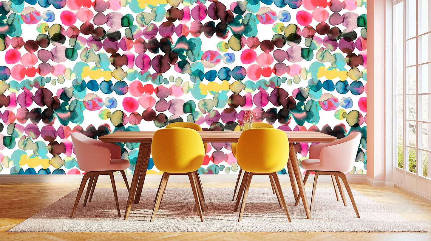 Vibrant Watercolor Ovals wallpaper mural - XWALLX