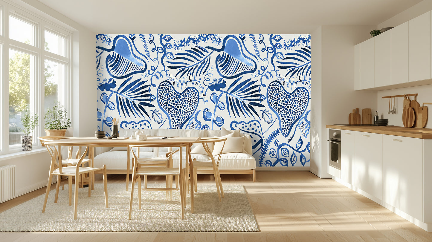 Blue Botanical Abstract wallpaper - XWALLX