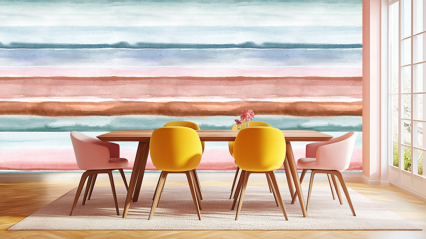 Serene Watercolor Stripe wallpaper mural - XWALLX