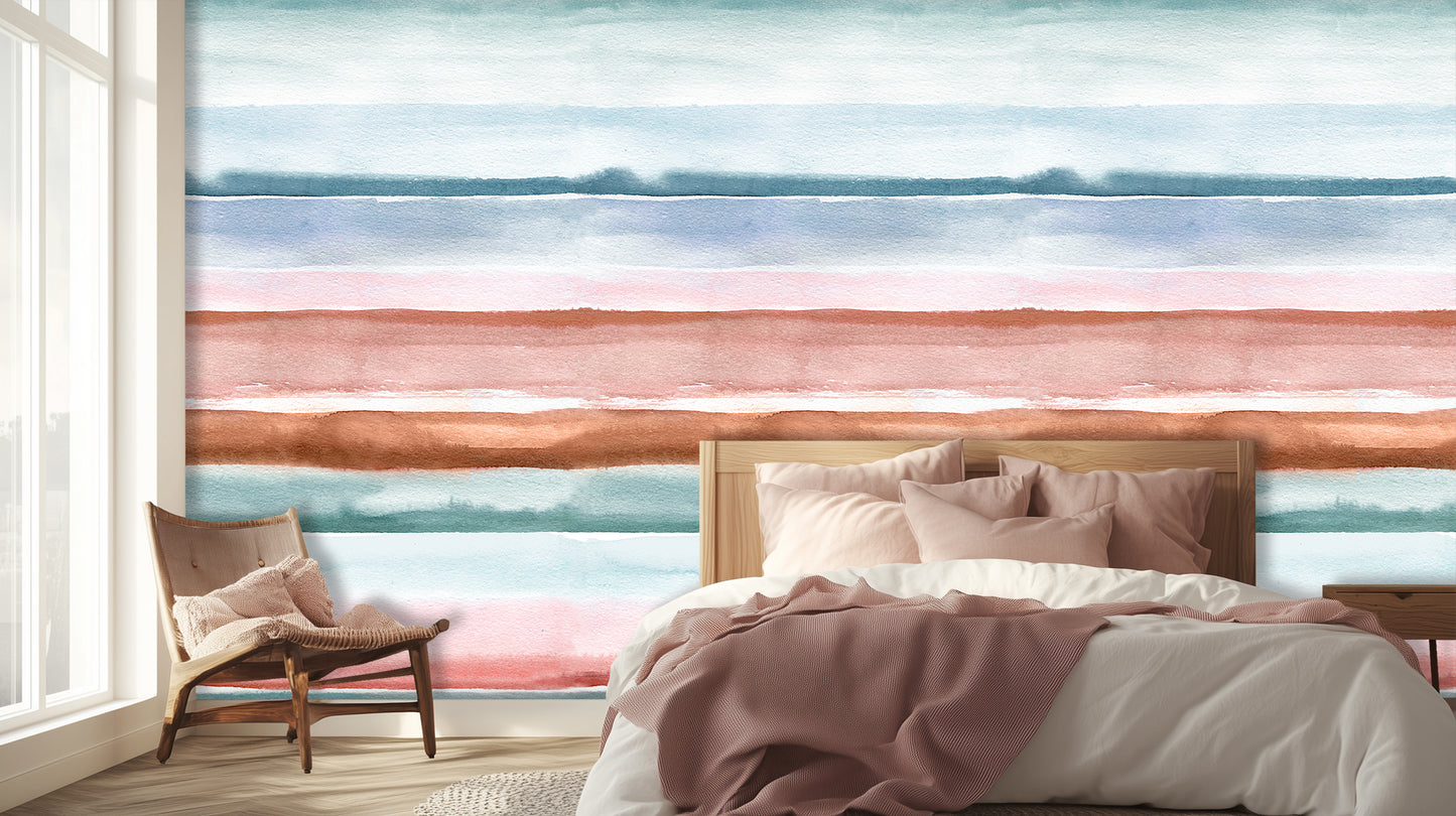 Serene Watercolor Stripe wall art - XWALLX