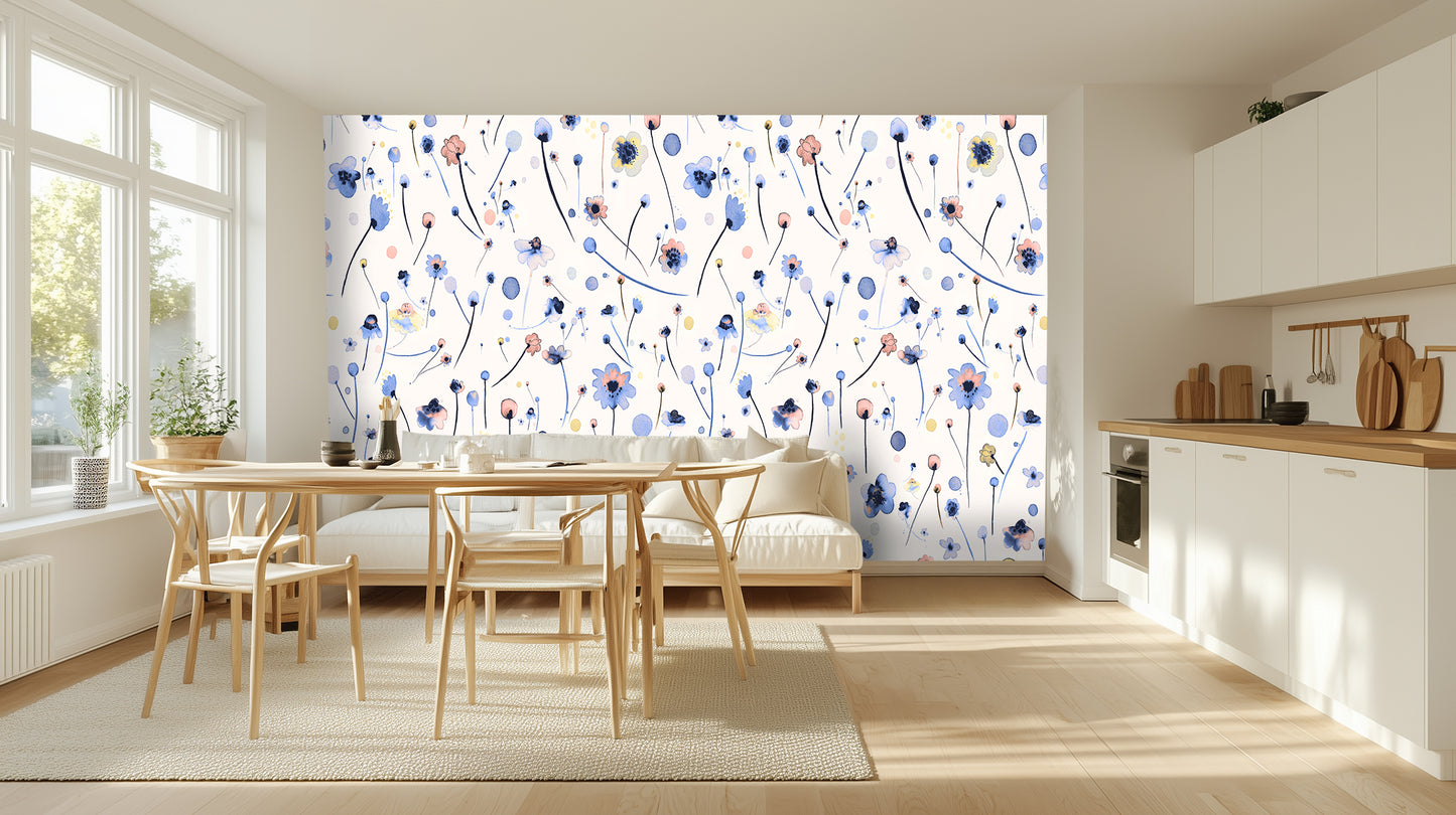 Whimsical Floral Wall Mural for Cheerful Interiors wallpaper - XWALLX