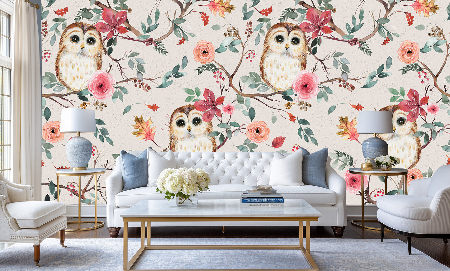 Whimsical Woodland Owl wallpaper mural - XWALLX