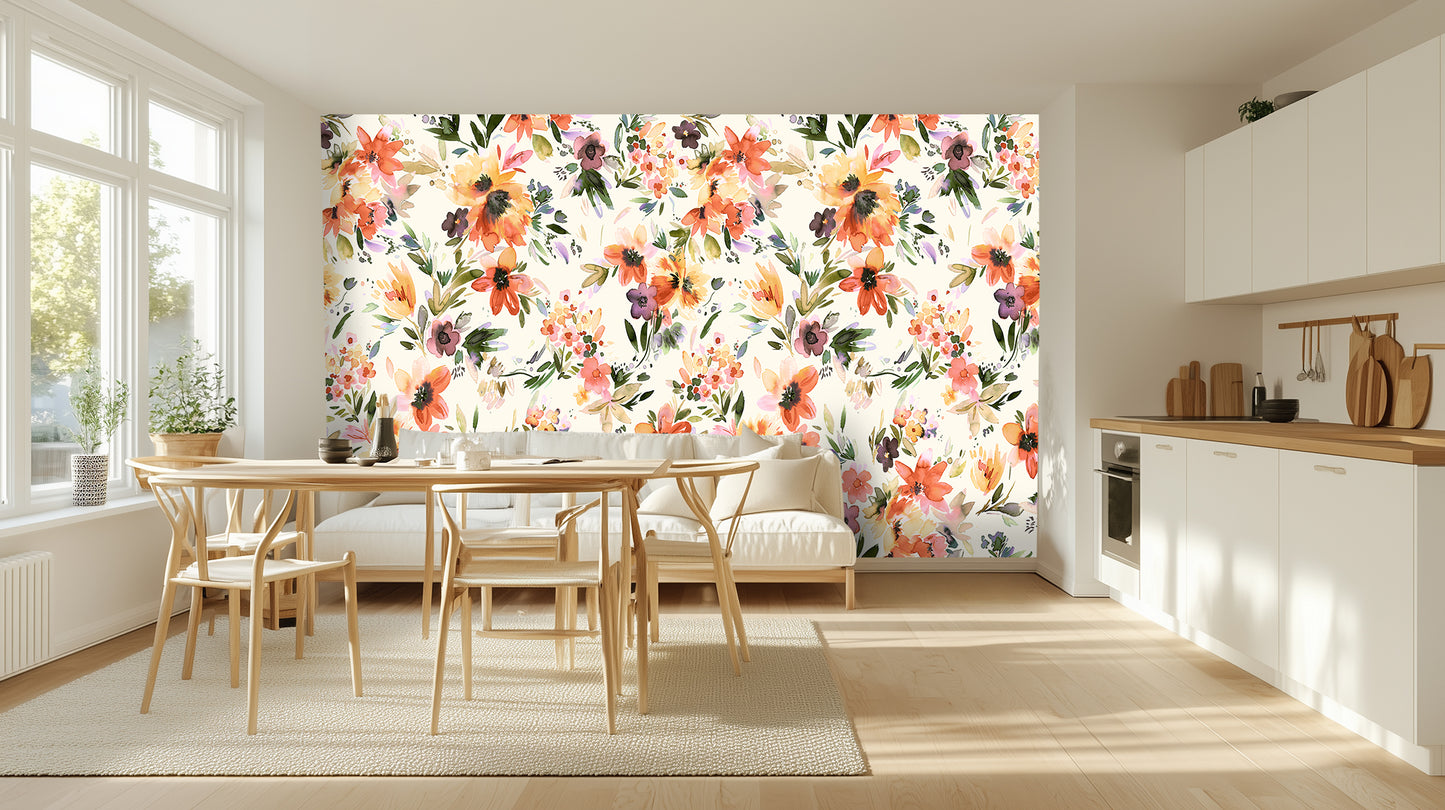 Vibrant Watercolor Floral wall decor - XWALLX