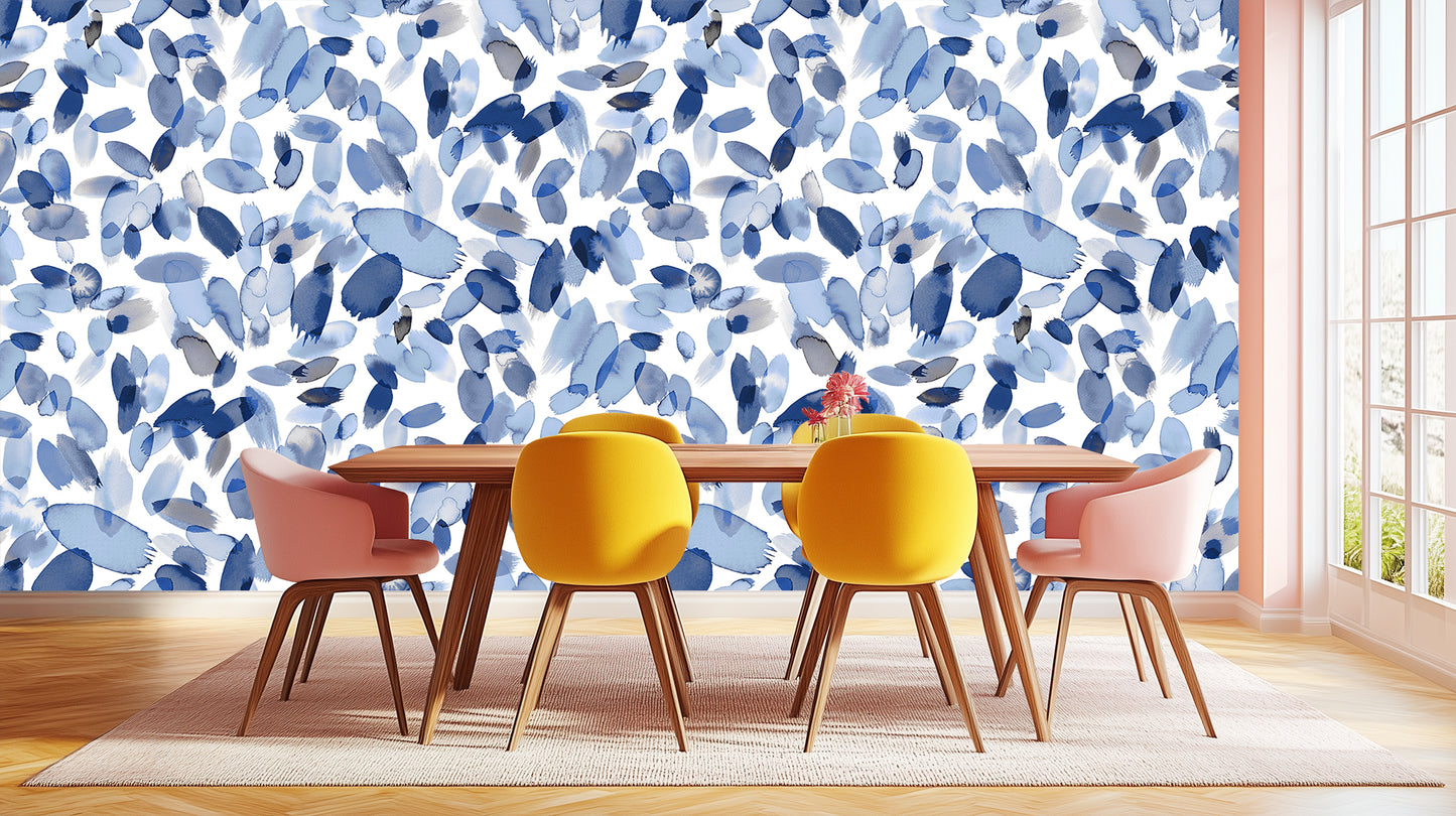 Flowing Blue Brushwork wall mural Mural wallpaper mural - XWALLX