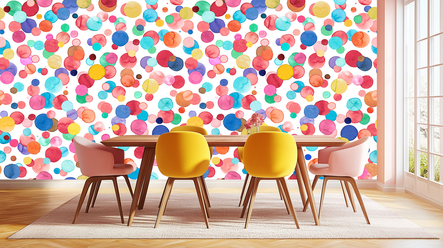 Vibrant Watercolor Dots wallpaper mural - XWALLX