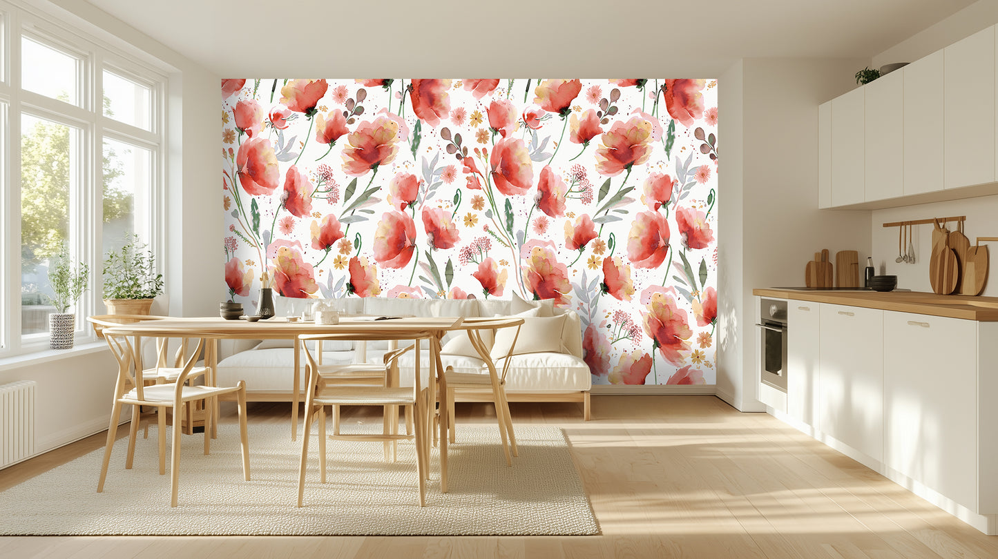 Watercolor Poppy Bloom wall decor - XWALLX