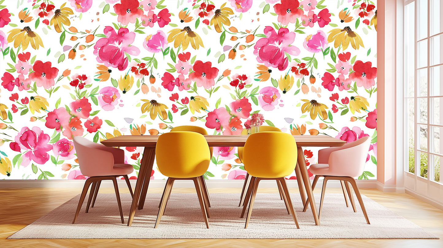 Vibrant Floral Elegance wall mural Mural wallpaper mural - XWALLX