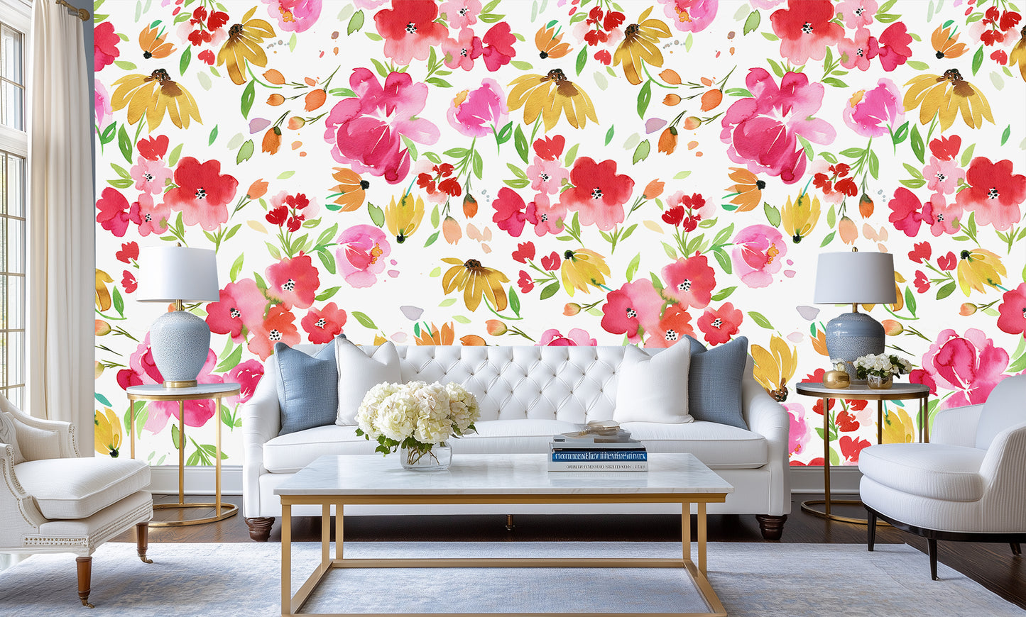 Vibrant Floral Elegance wall mural Mural wall decor - XWALLX