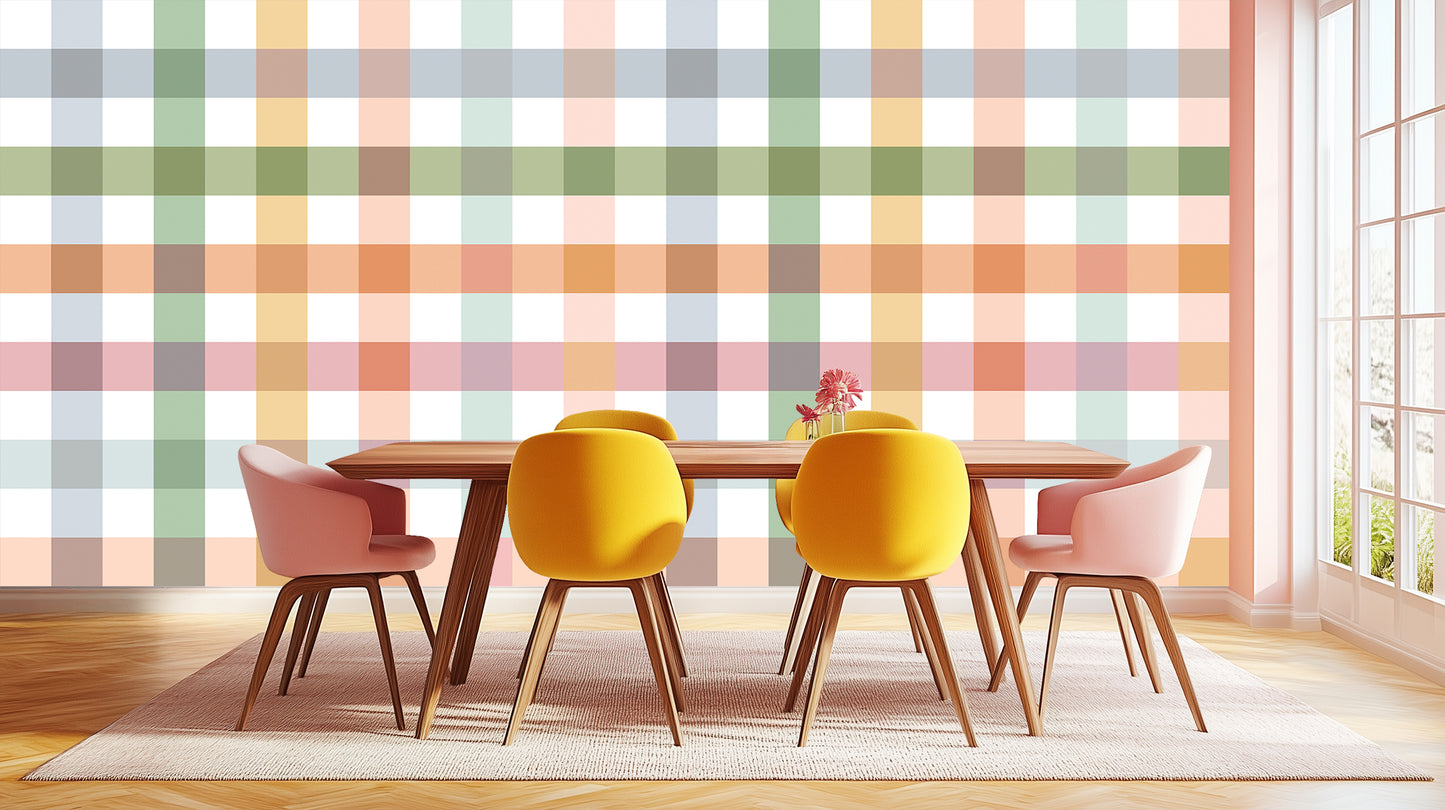 Pastel Plaid Archway wallpaper mural - XWALLX