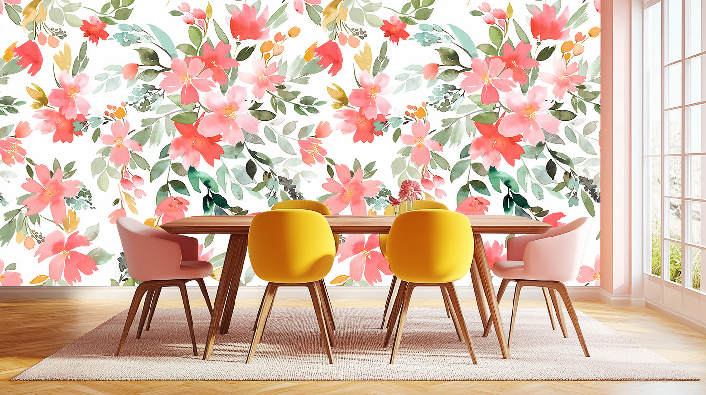 Watercolor Bloom Arch wallpaper mural - XWALLX
