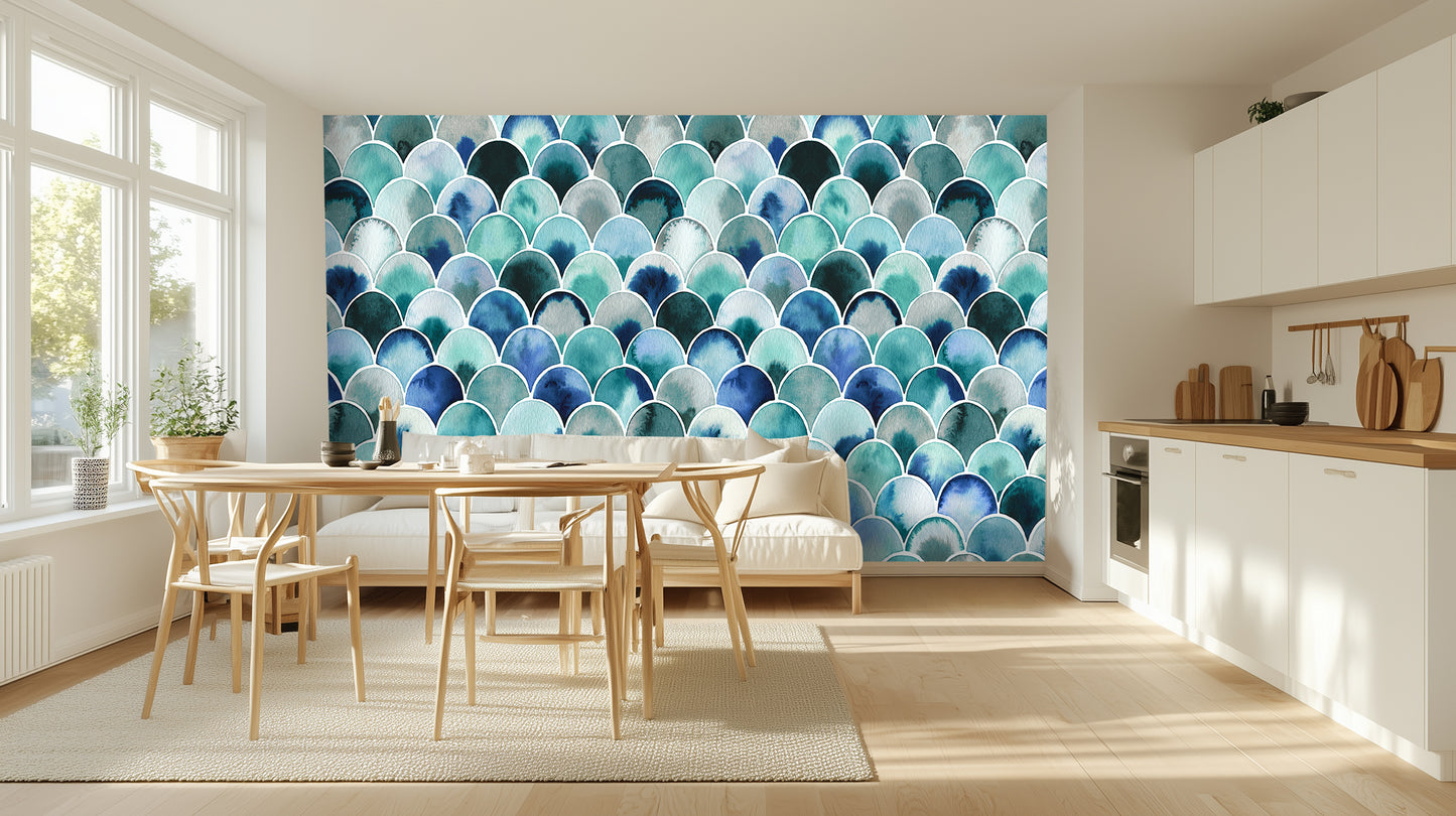 Aqua Wave Scallop wallpaper - XWALLX
