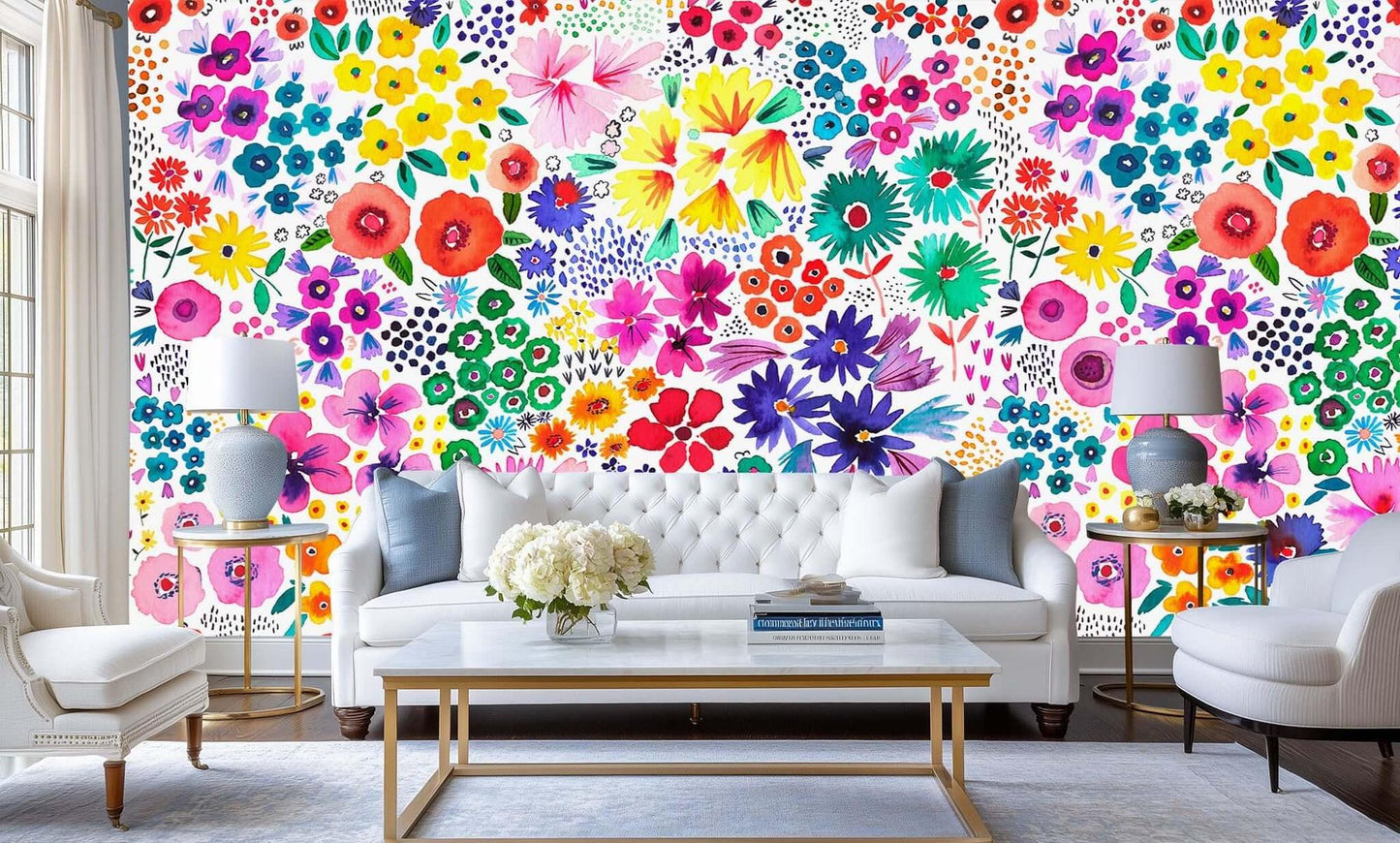 Vibrant Floral Explosion wall mural Mural wall decor - XWALLX