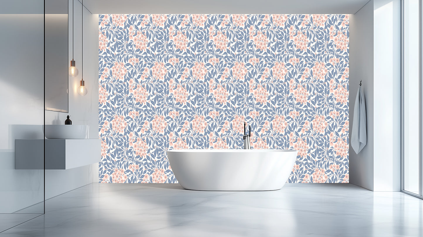 Dusty Pink Blossom Weave wallpaper mural - XWALLX
