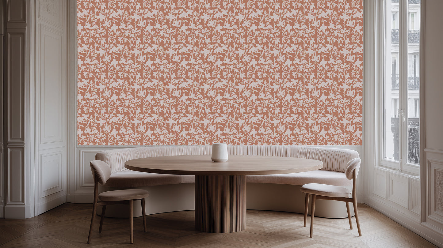 Terracotta Bloom Silhouette wall art - XWALLX