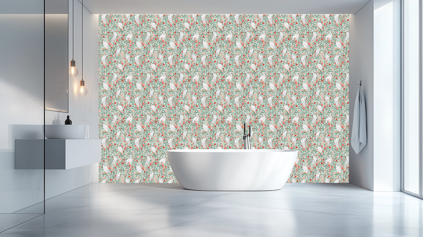 Graceful Egret Botanical wallpaper mural - XWALLX