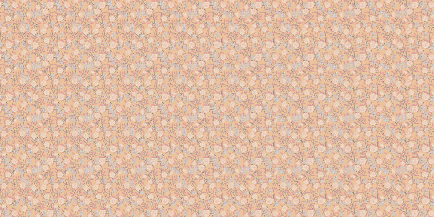 Blush Rose & Berry Vine wall mural - XWALLX