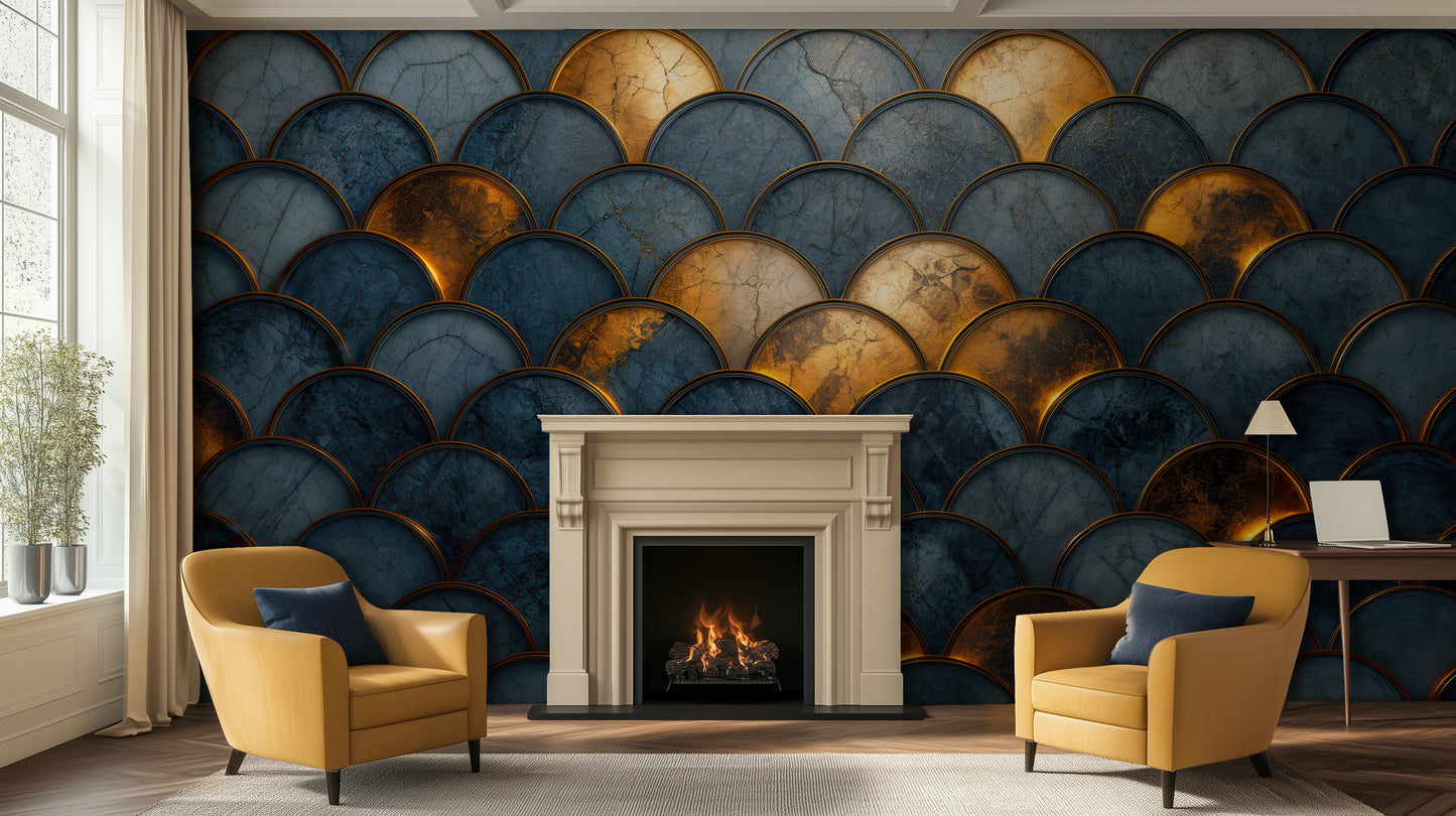 Gold and Navy Blue Wallpaper - XWALLX