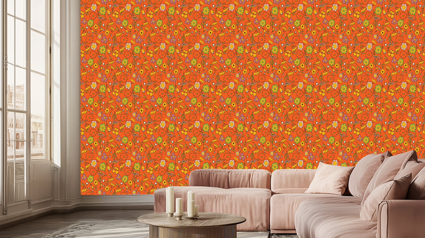 Vibrant Floral Explosion wall mural Mural wall decor - XWALLX