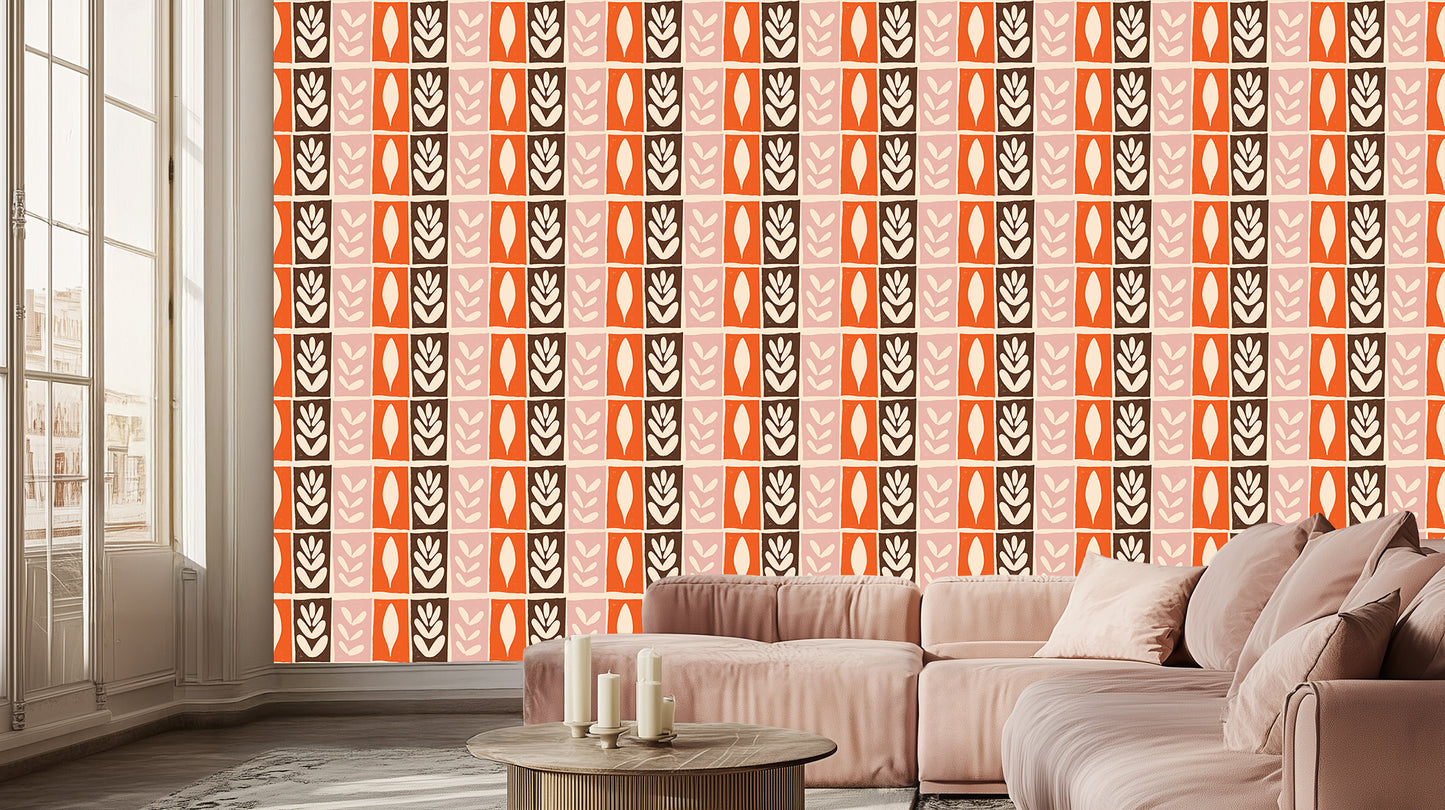 Chic Leaf Pattern wall mural Mural wall decor - XWALLX