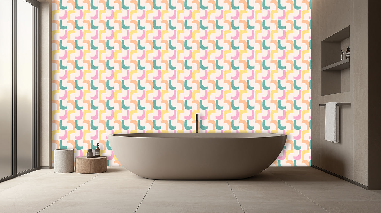 Curvy Pastel Patterns wall mural Mural wall mural - XWALLX