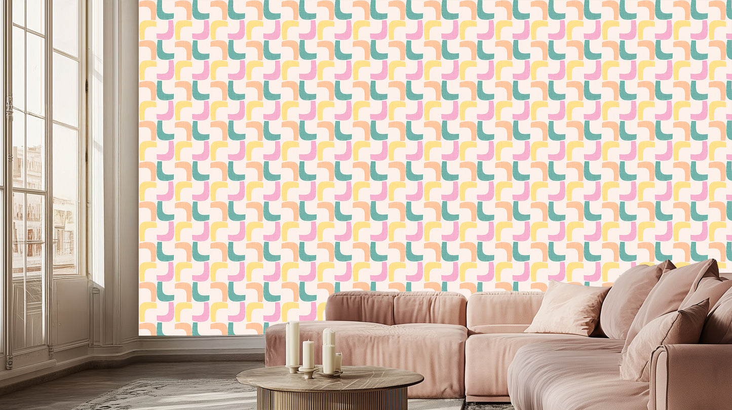 Curvy Pastel Patterns wall mural Mural wall decor - XWALLX
