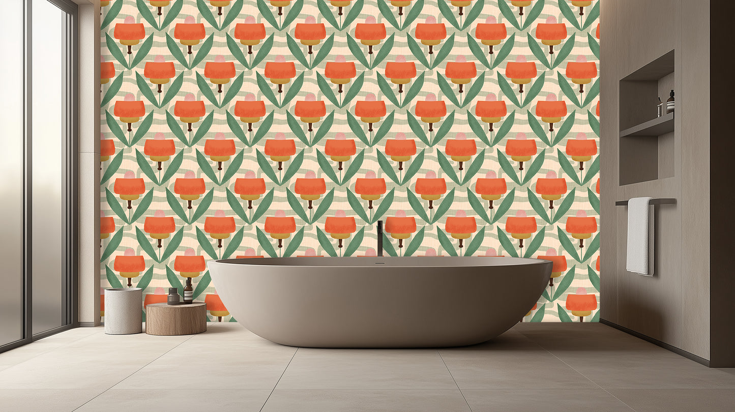 Vibrant Tulip Blossom wall mural - XWALLX