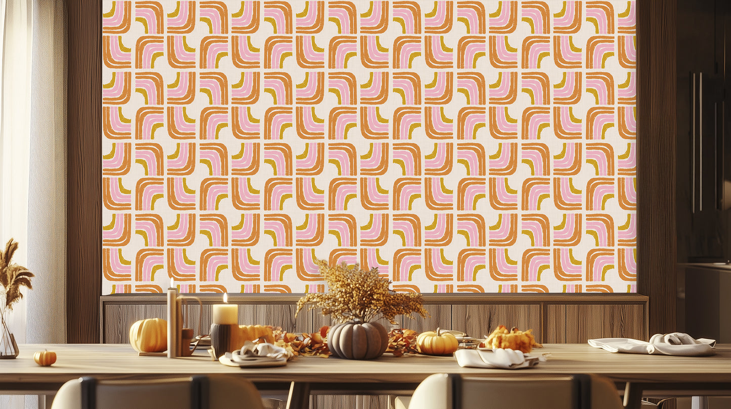 Retro Curved Lines wall mural Mural wall mural - XWALLX