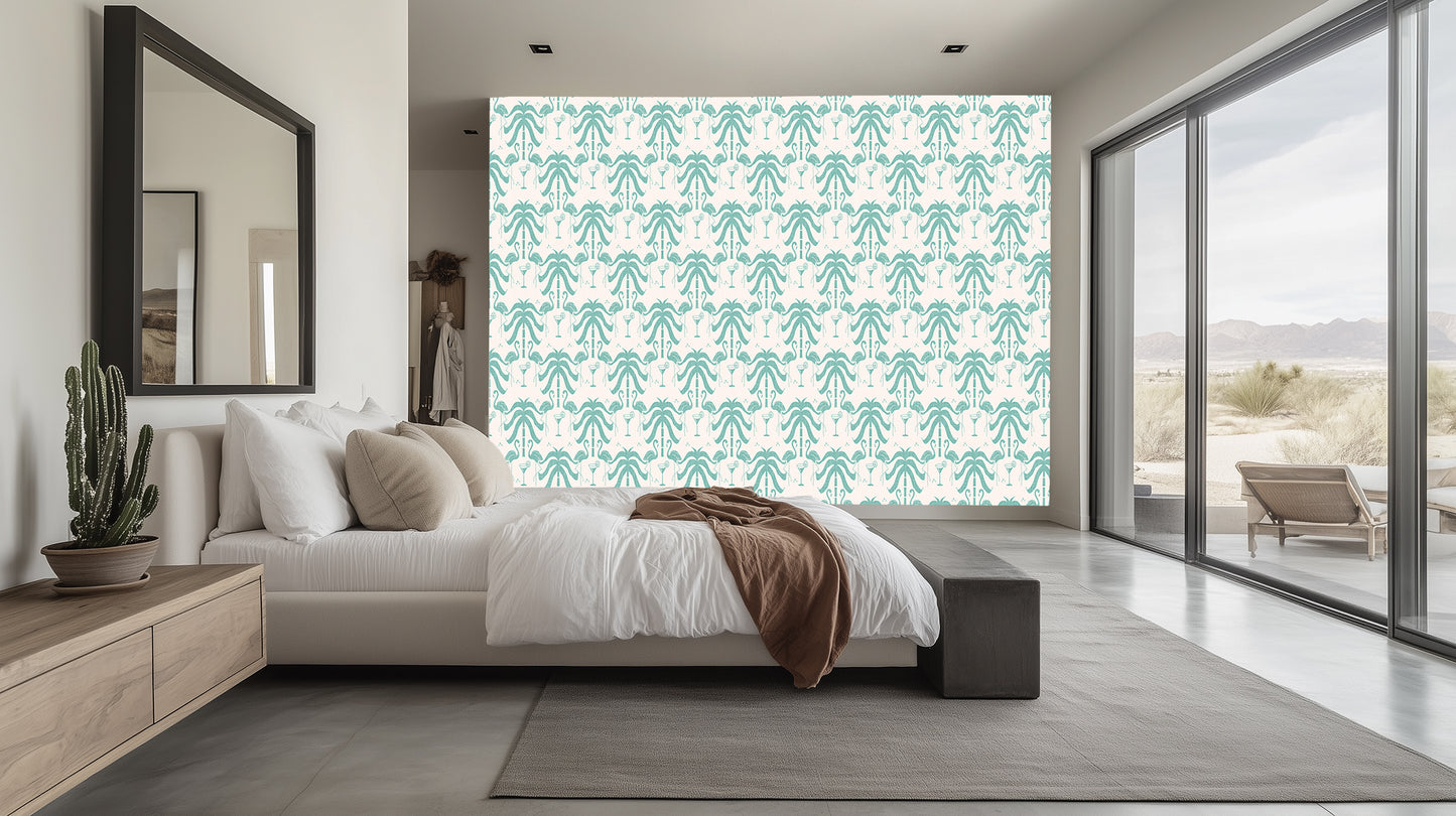 Tropical Flamingo Cocktail wallpaper mural - XWALLX