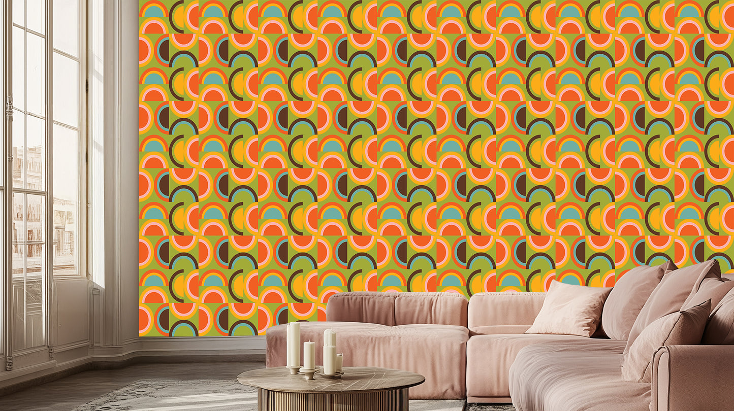 Vibrant Abstract Curves wall mural Mural wall decor - XWALLX