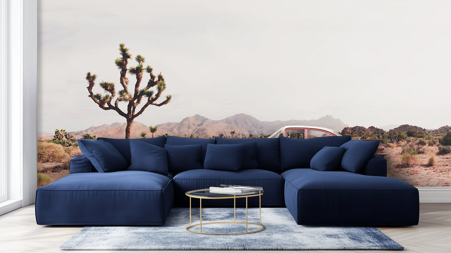 Vintage Pink Car Under Joshua Trees wall art - XWALLX