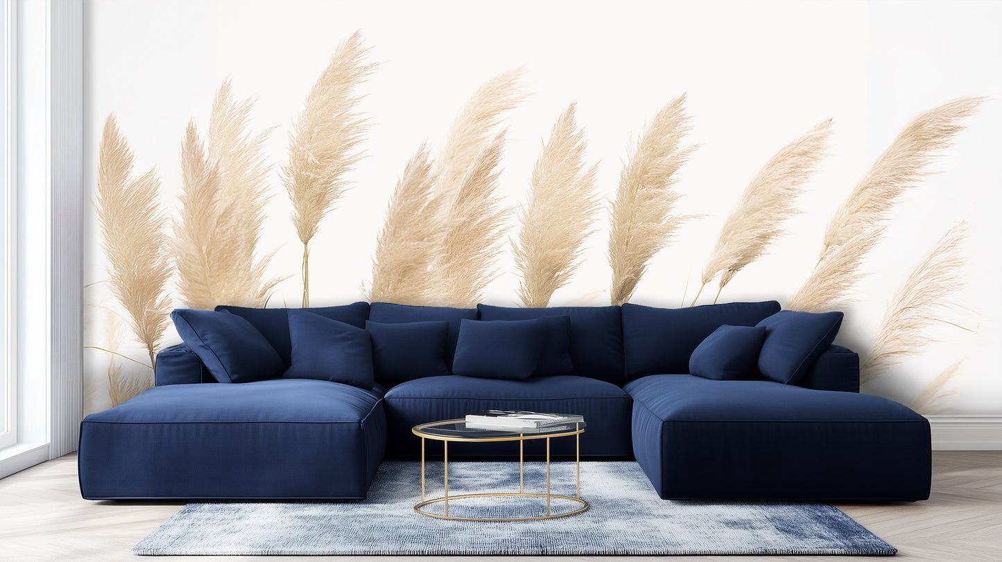 Elegant Pampas Grass Wall Mural for Serene Interiors wall decor - XWALLX