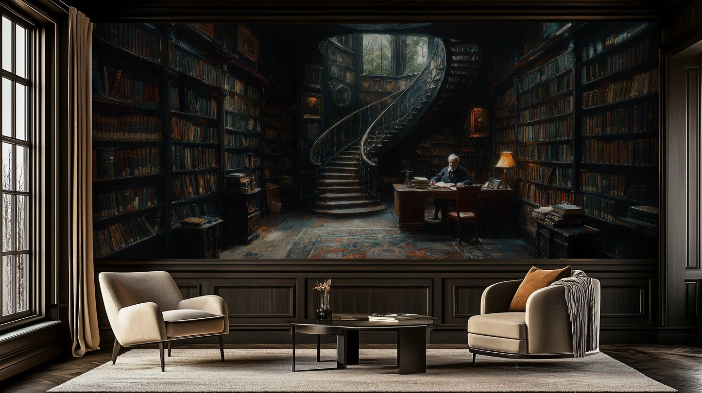 Classic Bookshelf wallpaper mural - XWALLX