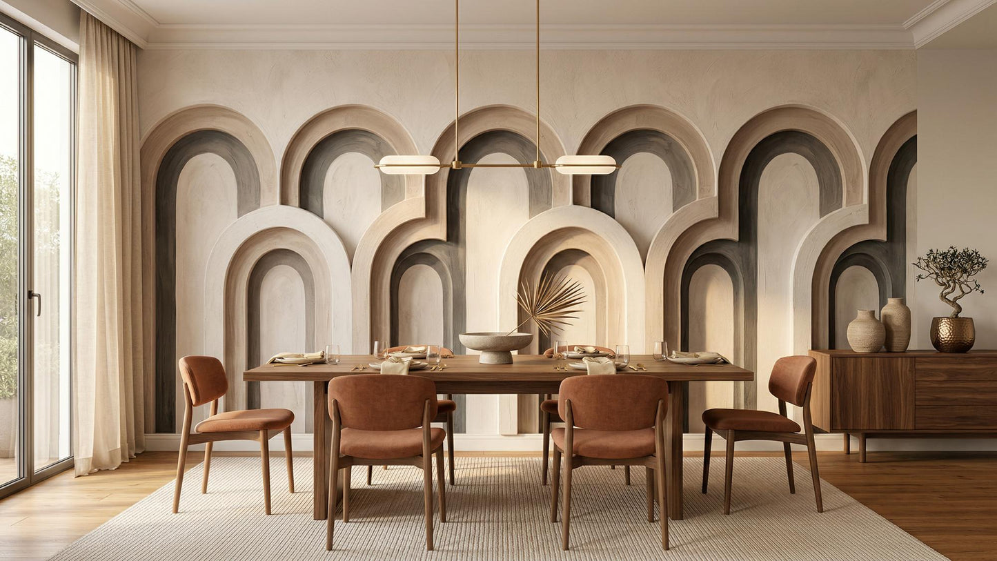 Contemporary Beige wallpaper for Dining Room