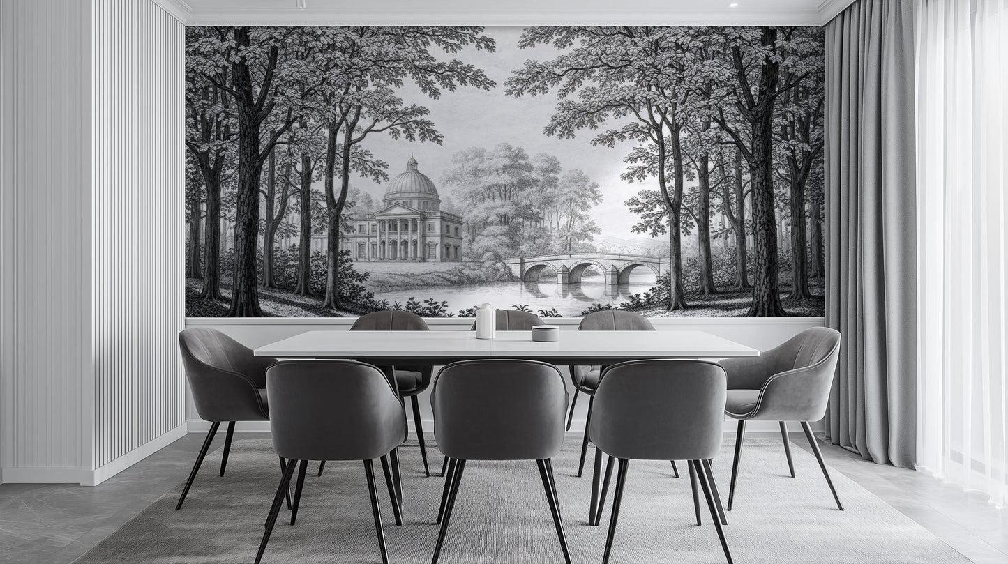 Traditional Black & White wallpaper for Dining Room