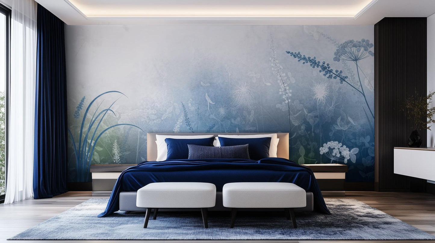 Contemporary Blue wallpaper for Bedroom