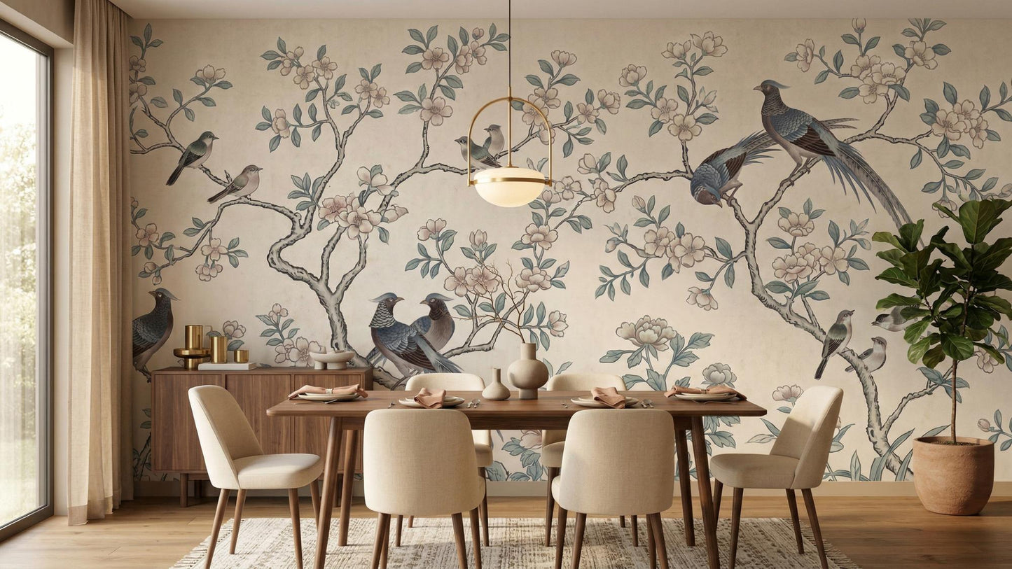 Traditional Cream wallpaper for Dining Room