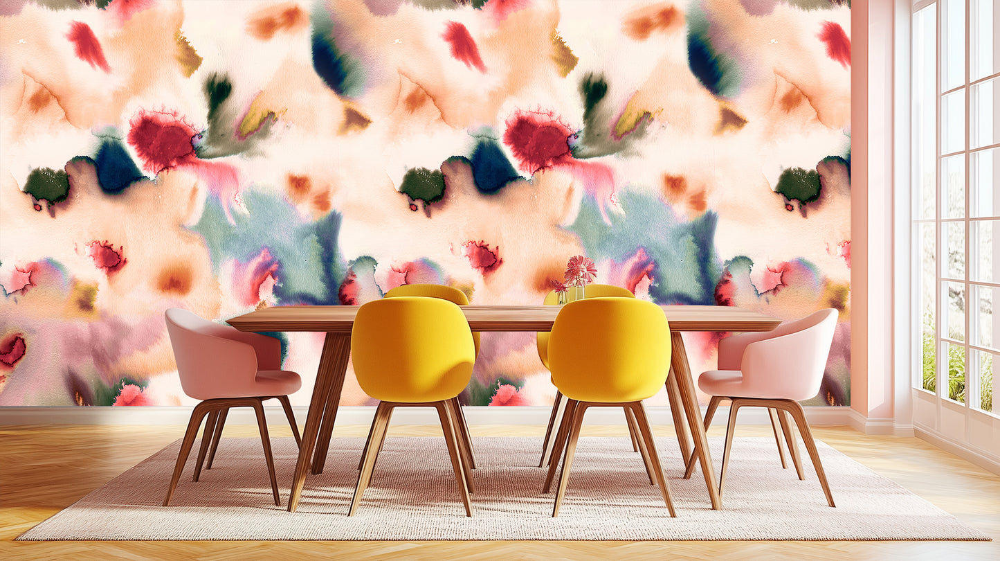 Watercolor Bloom Arched wallpaper mural - XWALLX