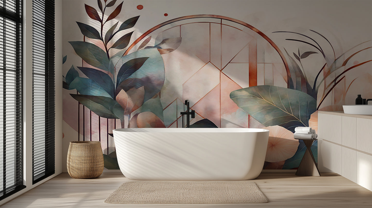 Abstract Flora Geometric wallpaper mural - XWALLX