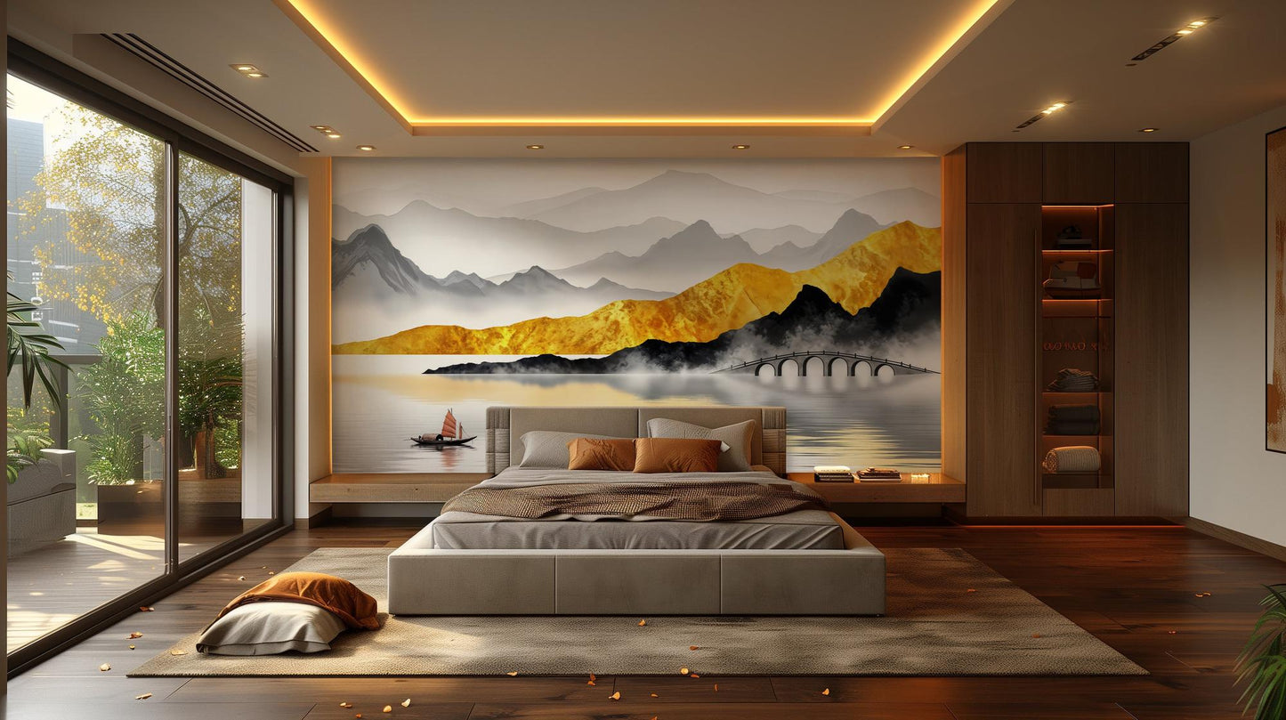 Contemporary Gold wallpaper for Bedroom