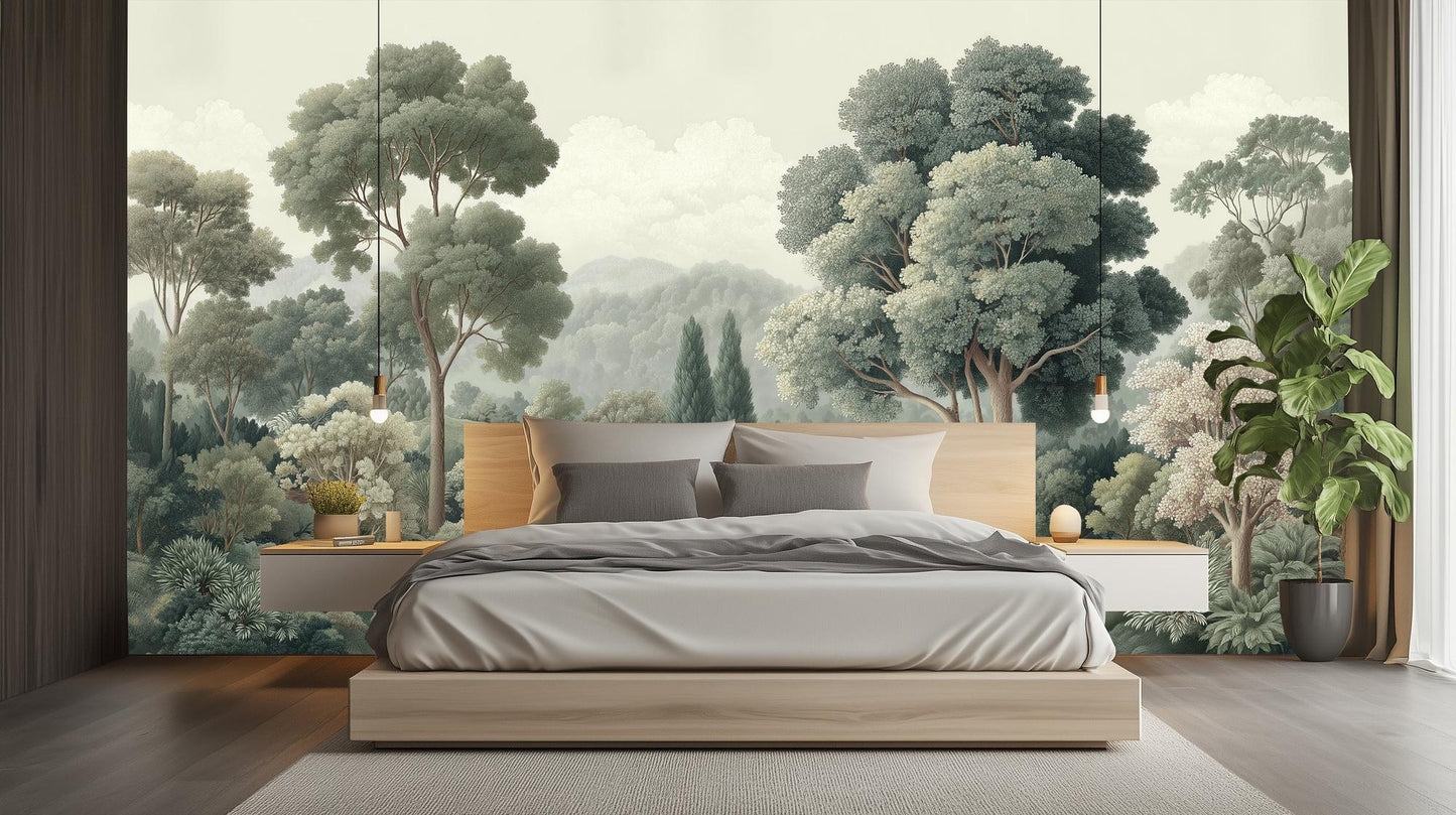 Contemporary Green wallpaper for Bedroom