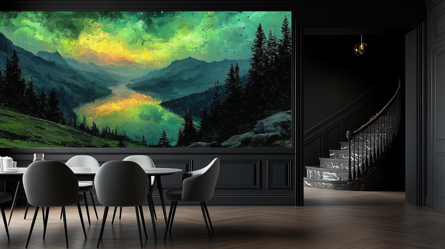 Contemporary Green wallpaper for Living Room