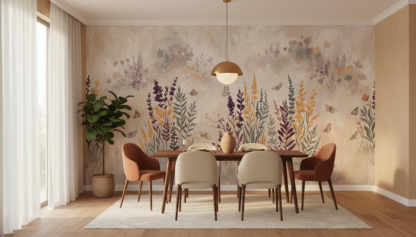 Art Nouveau Multi Color wallpaper for Dining Room