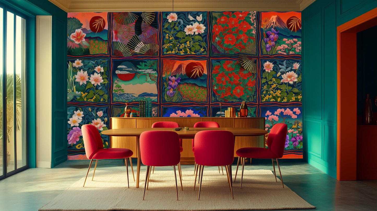 Contemporary Multi Color wallpaper for Dining Room