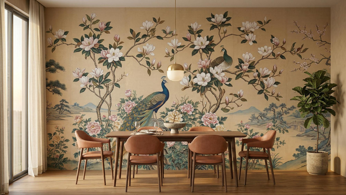 Yemek Odası için Vintage Pastel duvar kağıdı