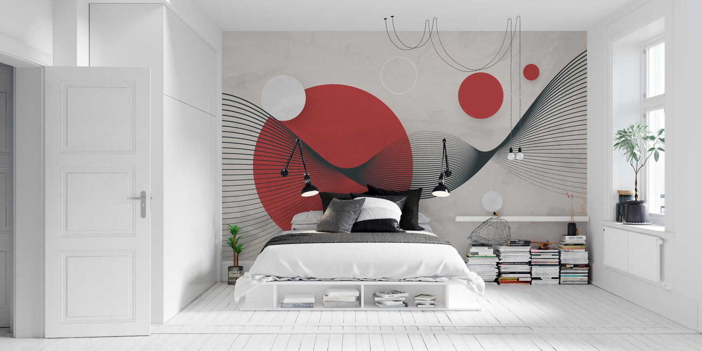 Abstract Red wallpaper for Bedroom