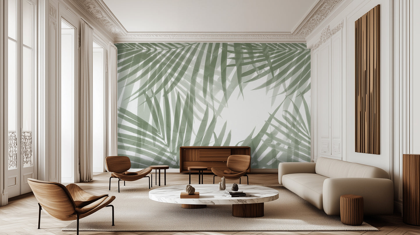 Sage Green Jungle Leaves