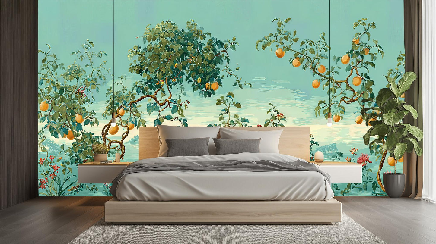 Contemporary Teal wallpaper for Bedroom